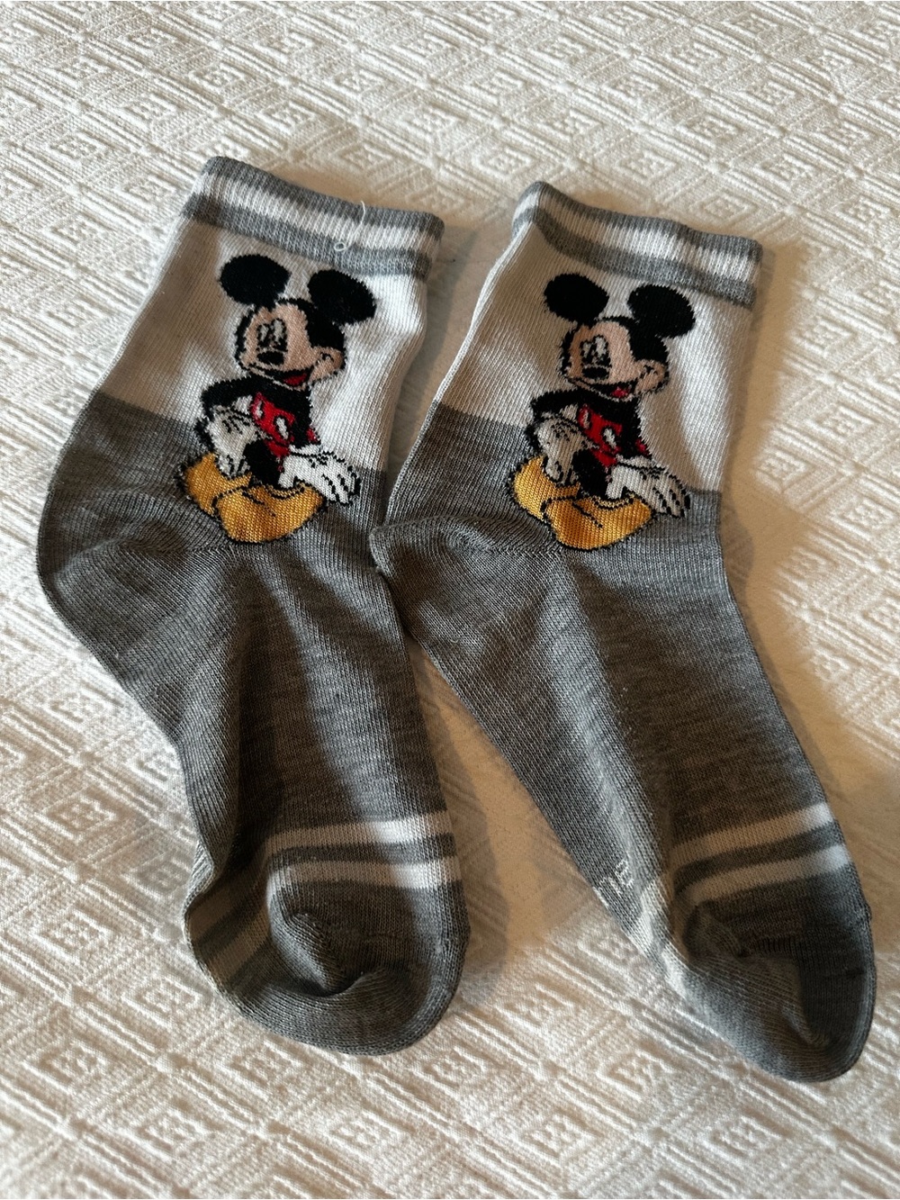 Disney Gray Crew Socks with Mickey Mouse Graphic